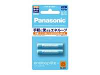 日本製，日本原裝進口，充放電次數可達5000次(Panasonic國際牌eneloop lite低自放電四號電池(2只裝))