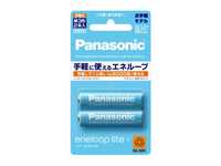 日本製，日本原裝進口，充放電次數可達5000次(Panasonic國際牌eneloop lite低自放電三號電池(2只裝))